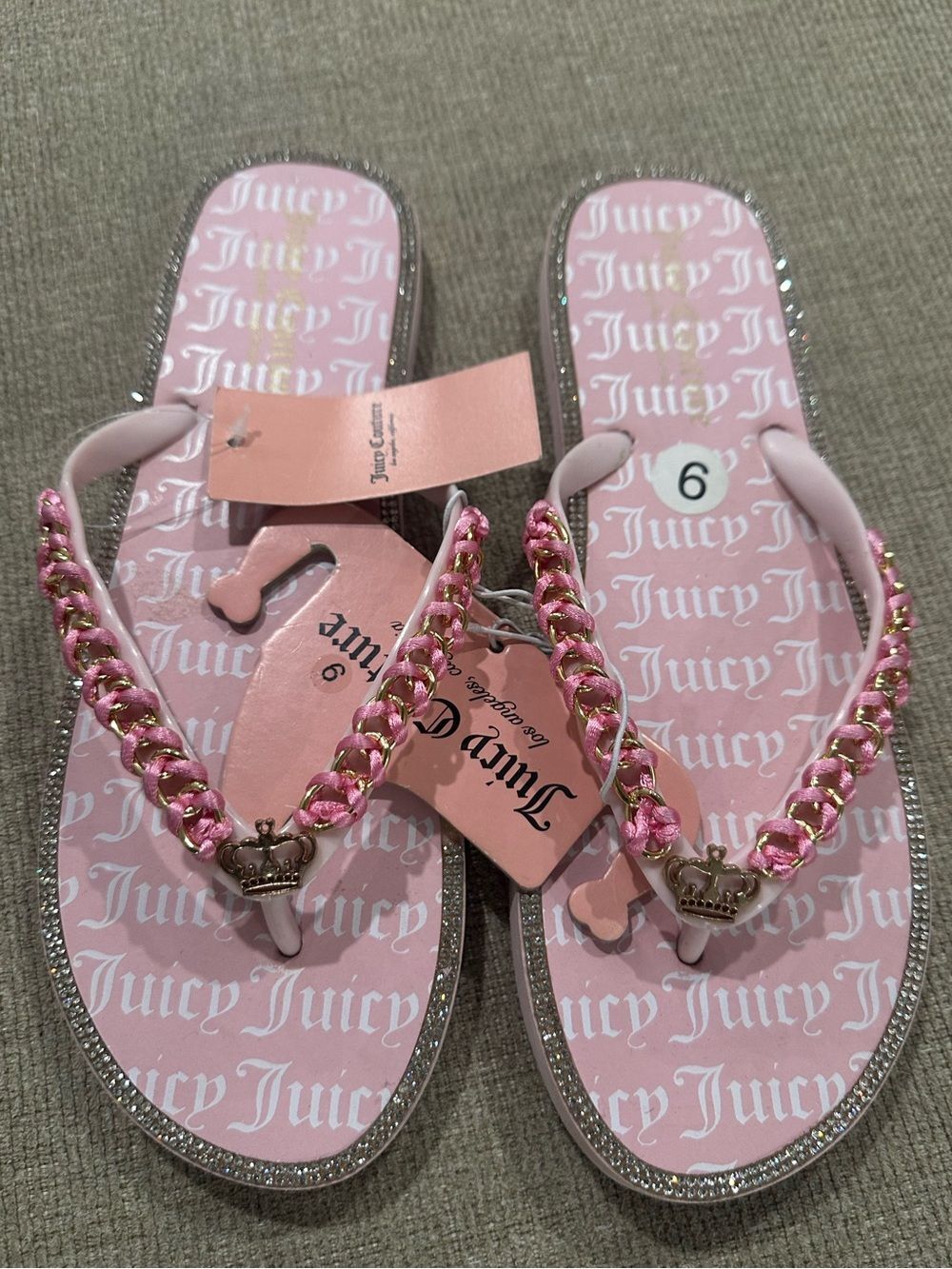 Juicy Couture Pink Rhinestone Sandals Womens Size 9 New - Picture 7 of 7